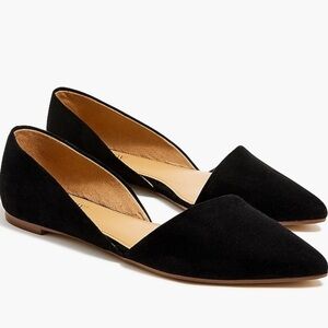 J. Crew Zoe D'Orsay Suede Black Flats with Asymmetrical Design